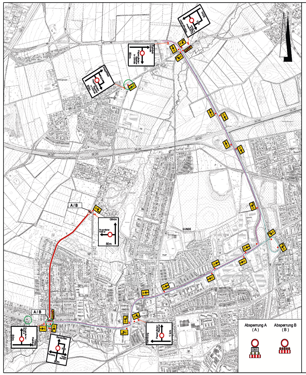 Der Umleitungsplan der K109 in Glinde